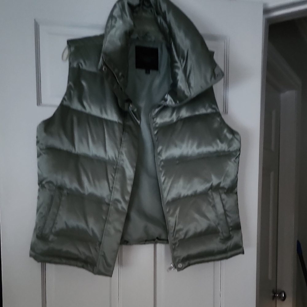 Talbots Shimmering Silver Puffer Vest